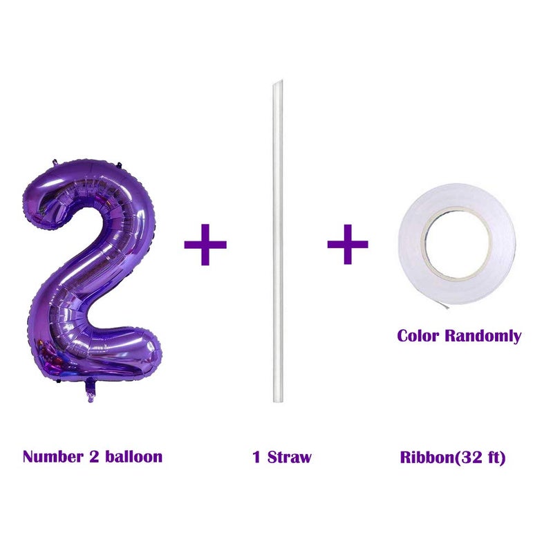 MoMo Balloon 40 Inch Jumbo Purple Number 2 Balloon Giant Balloons Prom Balloons Helium Foil Mylar Huge Number Balloons for Birthday Party Decorations/Wedding/Anniversary - Image 3